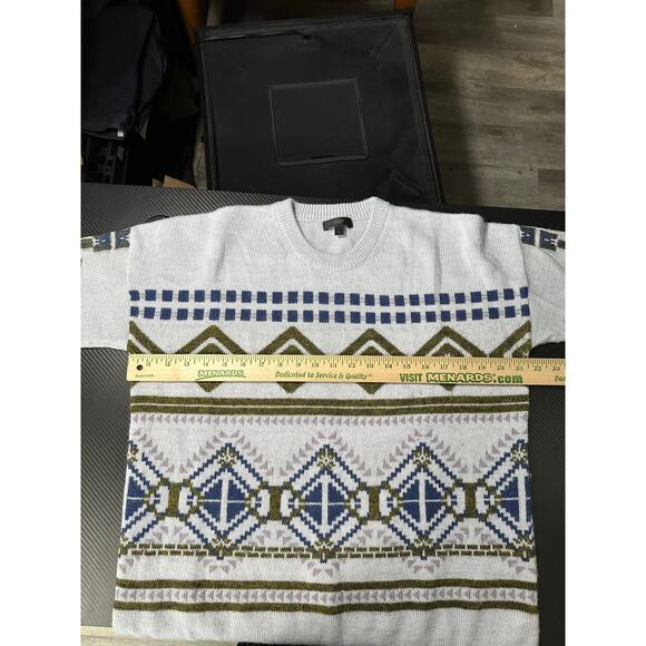 J Crew Abstract Fair Isle Knit Sweater Wool Mohair Blend Crewneck Size Large - Picture 4 of 11